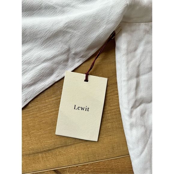 NWT Lewit Dress Size 14 White Wedding Bridal Women's V-Neck Flowy Boho - Picture 8 of 12